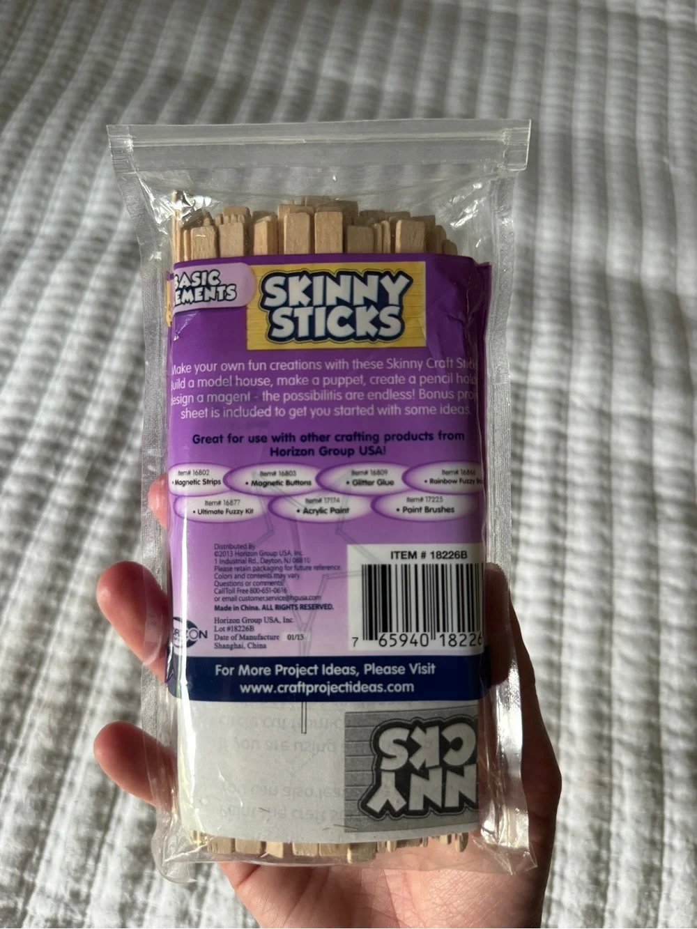Basic Elements Skinny Sticks Natural Wood Craft Sticks 75 Pack 5.75